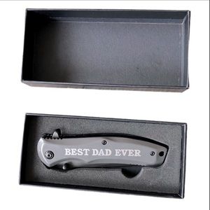NEW! Folding Utility Knife Stainless Steel BEST DAD EVER Safety Lock Pocket Clip